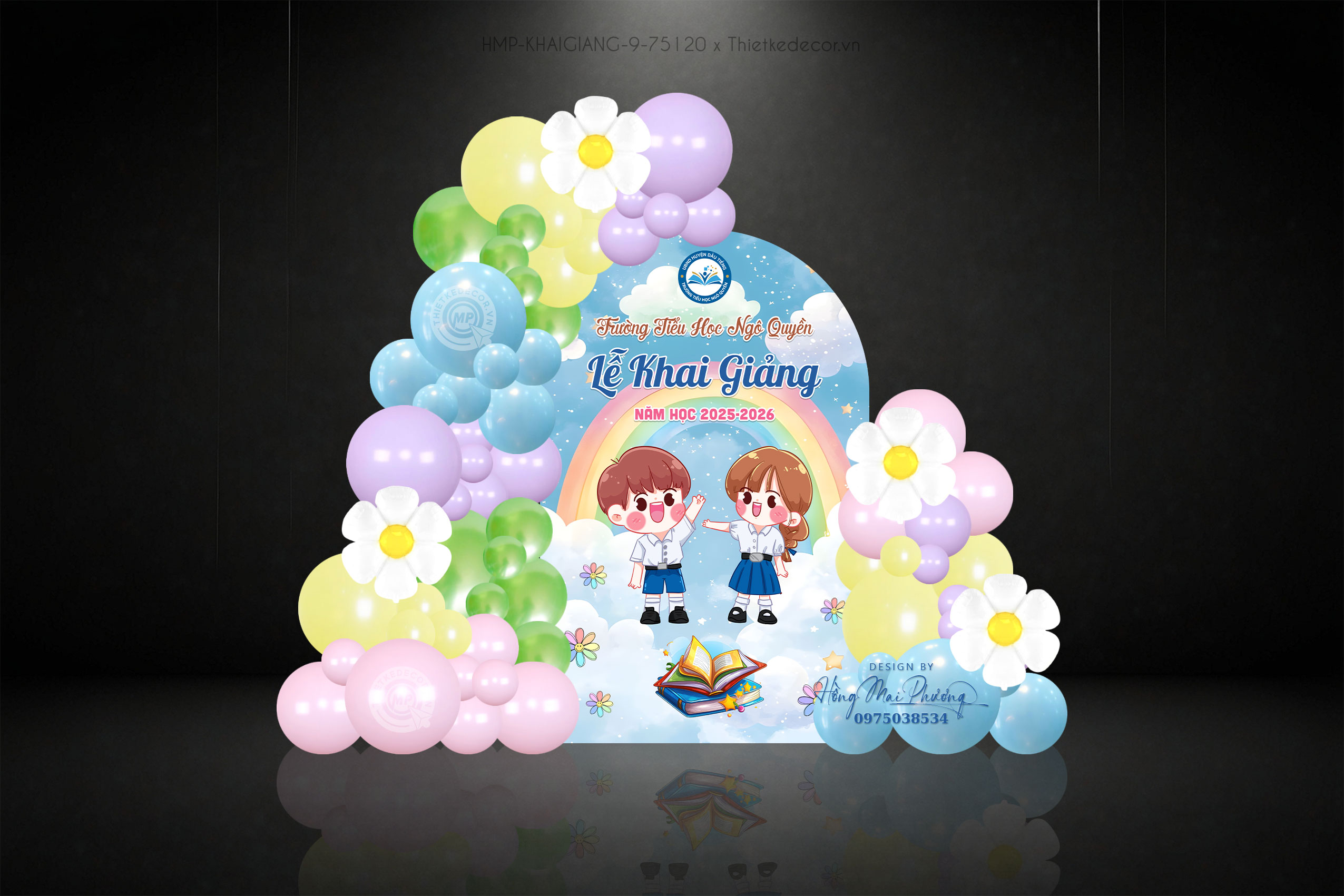 Khai giảng trường tiểu học so cute Back U 160x250 tone xanh dương